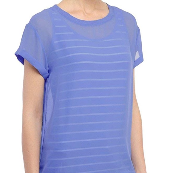 NYDJ Tops - NYDJ Women's Chiffon Overlay Striped Top